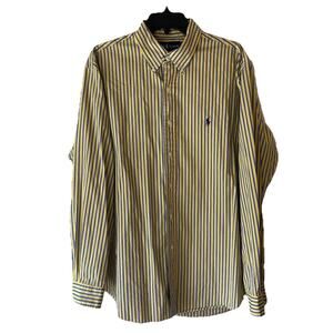 Ralph Lauren Men’s Button Up Custom Fit Shirt 17 34/35 Striped Retro‎ Style 90s